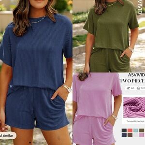 Bundle of 3 Lounge Sets - Blue, Green, Pink